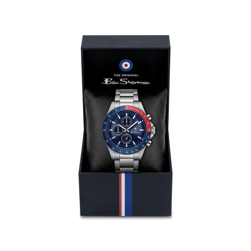Ben Sherman Men's Stainless Steel Chronograph Watch with Blue Dial