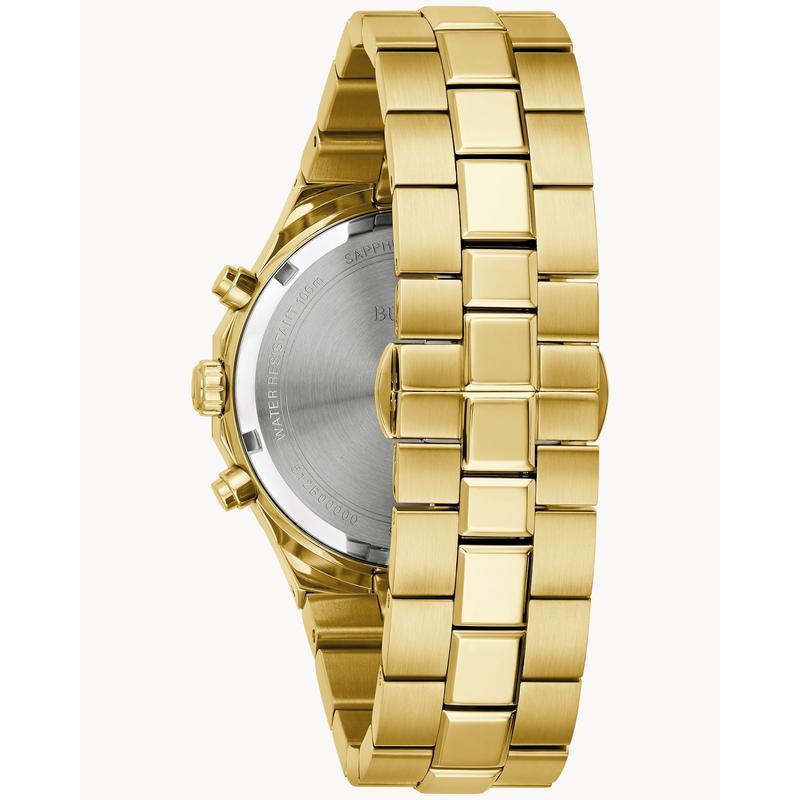 Bulova Men's Prestige Chronograph Watch, Gold-Tone Stainless Steel, Black Dial