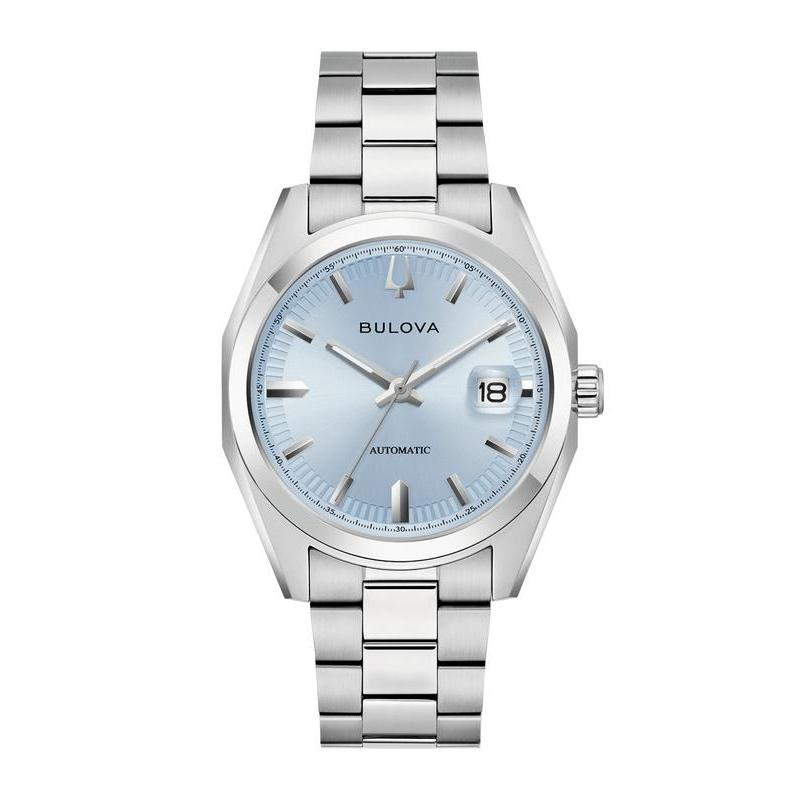 Bulova Surveyor Automatic Men's Blue Sunburst Stainless Steel Watch