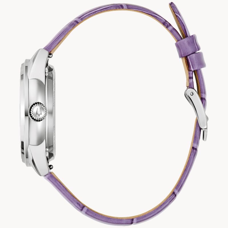 Bulova Sutton Women's Automatic Watch Lavender Leather Strap Mother-of-Pearl Dial