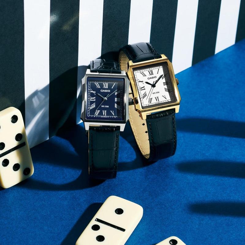 Casio Classic Blue Dial Rectangular Watch - MTP-B190L-2BVDF