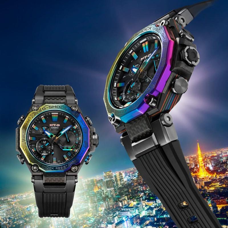 Casio G-Shock Multi-layered Carbon Watch with Rainbow Bezel - MTG-B2000YR-1ADR
