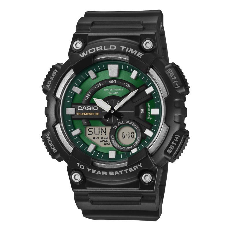 Casio Green Analog-Digital Resin Watch - AEQ-110W-3A2VDF
