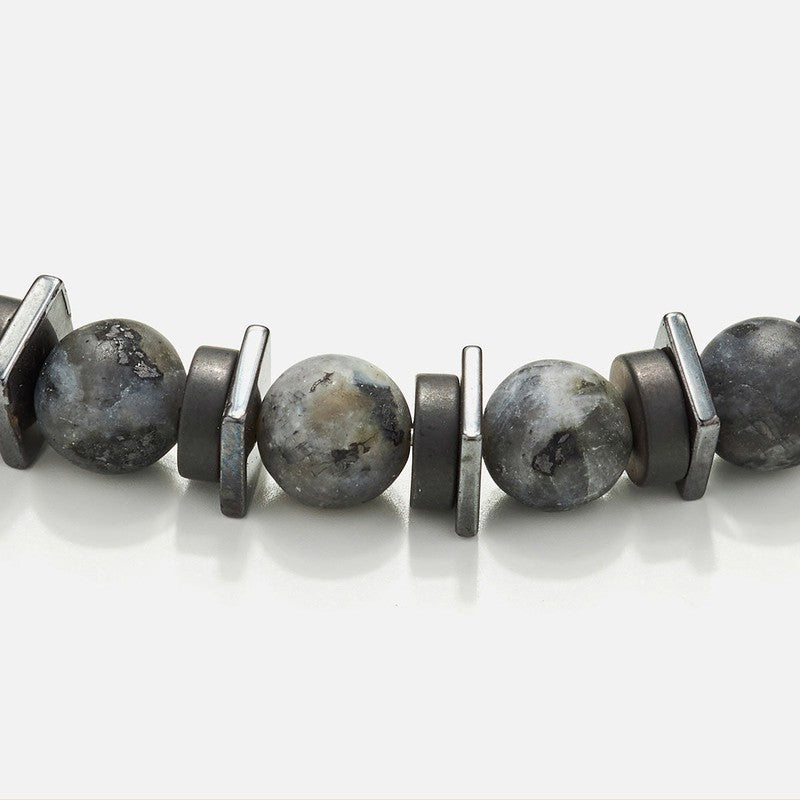 Chrysostomos Handmade Bracelet with Natural Matte Larvikite Mineral Stones