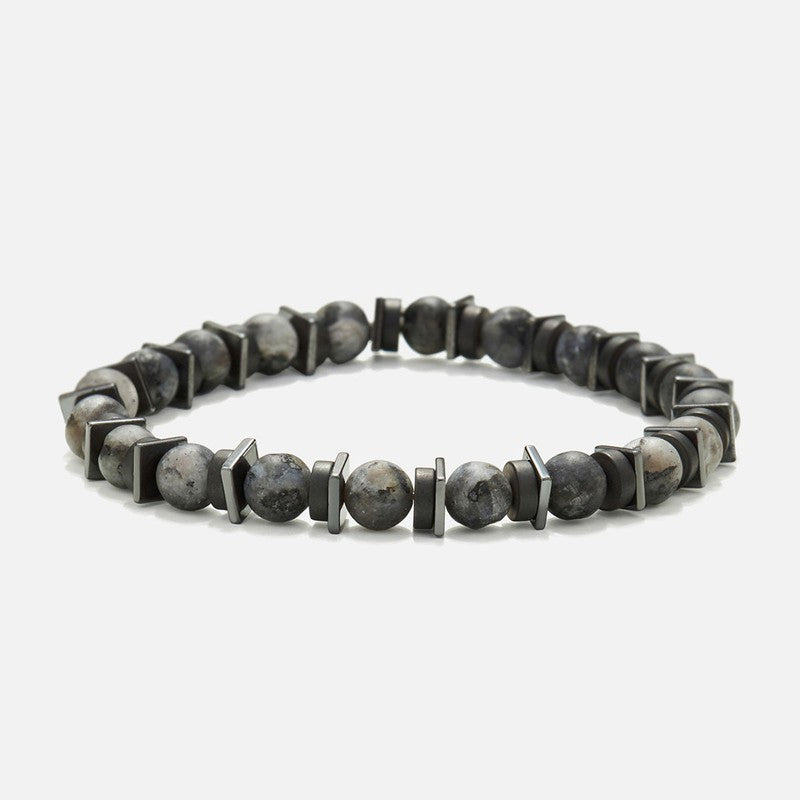 Chrysostomos Handmade Bracelet with Natural Matte Larvikite Mineral Stones
