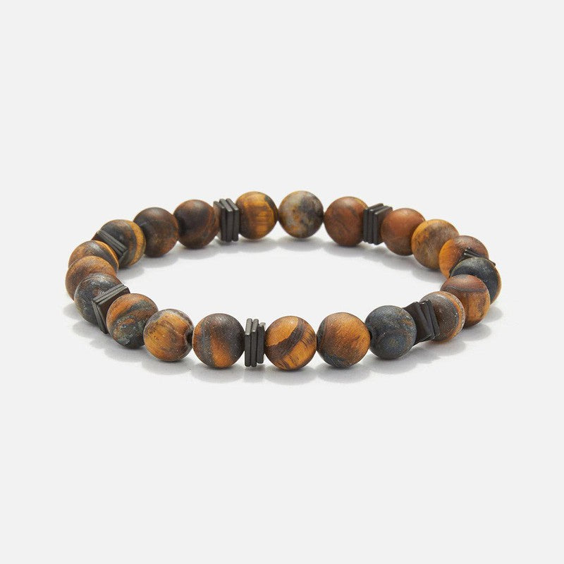 Chrysostomos Handmade Bracelet with Natural Mineral Stones of Matte Tigers Eye