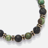 Chrysostomos Handmade Bracelet with Tibetan Agate & Lava