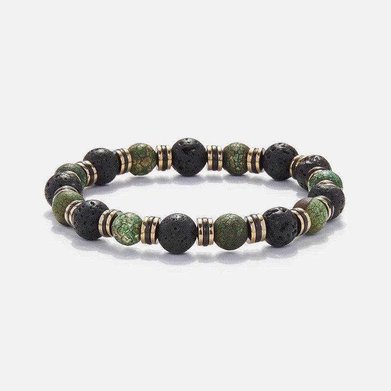 Chrysostomos Handmade Bracelet with Tibetan Agate & Lava