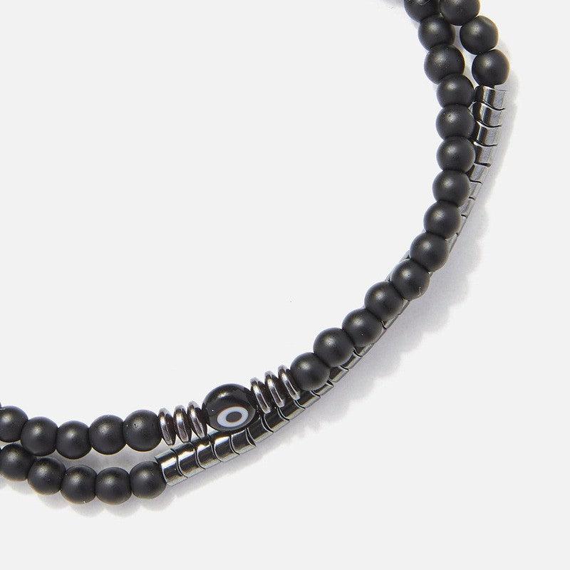 Chrysostomos Handmade Double Bracelet with Onyx & Agate
