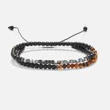 Chrysostomos Handmade Double Bracelet with Onyx & Tigerâ€™s Eye