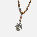 Chrysostomos Handmade Hamsa Hand Necklace for Men with Tiger's Eye