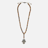 Chrysostomos Handmade Hamsa Hand Necklace for Men with Tiger's Eye