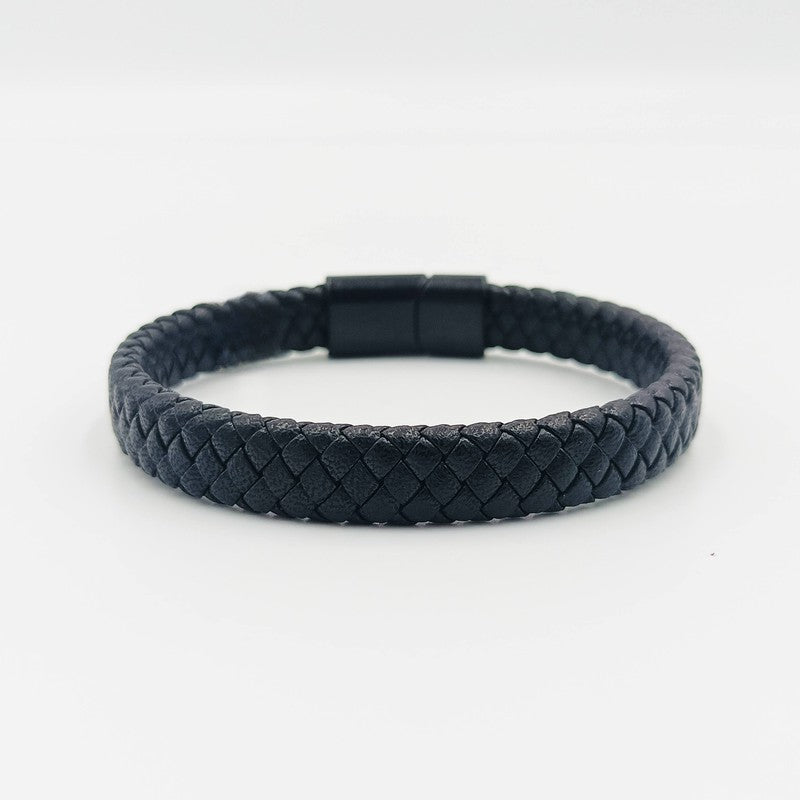 Chrysostomos Handmade Leather Bracelet in Black Colour