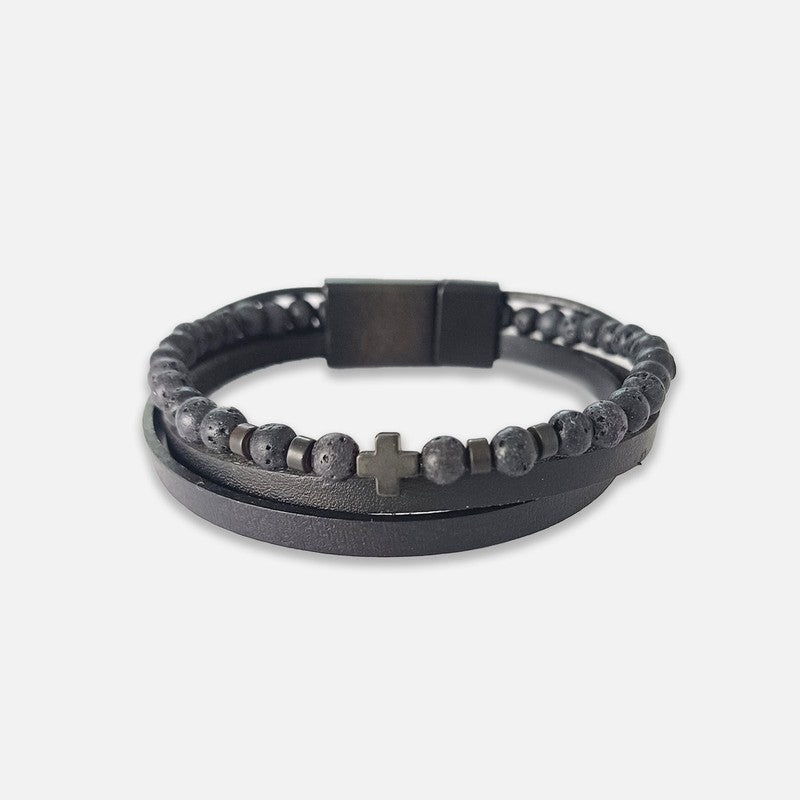 Chrysostomos Handmade Leather Bracelet with Tiger's Eye