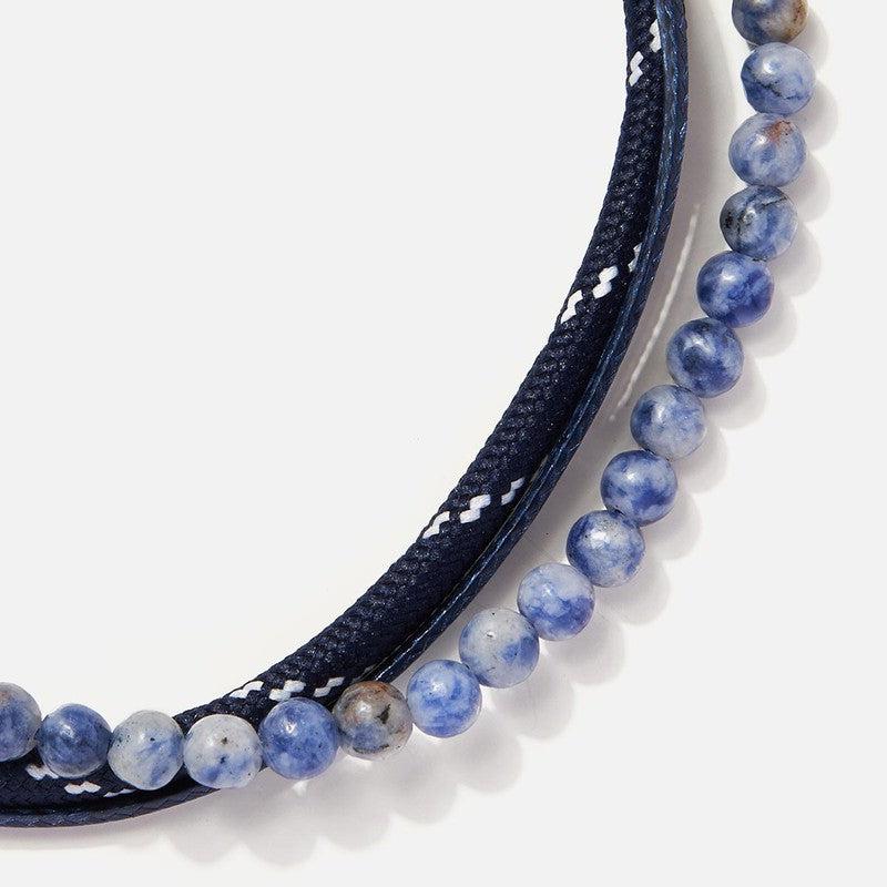 Chrysostomos Handmade Multi-Line Bracelet with Blue Sodalite