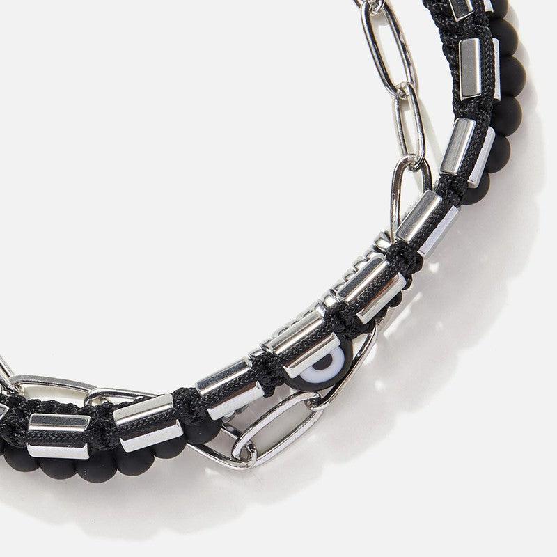 Chrysostomos Handmade Multi-Line Bracelet with Onyx & Evil-Eye