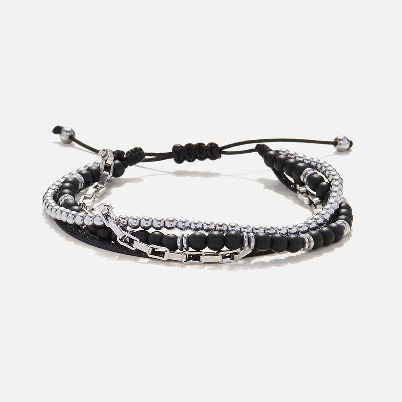 Chrysostomos Handmade Multi-Line Bracelet with Onyx