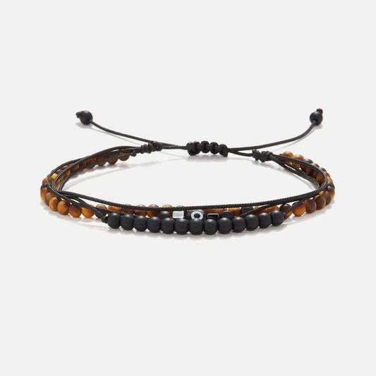 Chrysostomos Handmade Multi-Line Bracelet with Tiger Eye & Evil-Eye