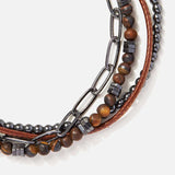 Chrysostomos Handmade Multi-Line Bracelet with Tiger Eye & Hematite
