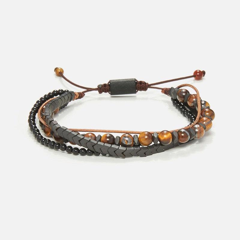 Chrysostomos Handmade Multi-Line Bracelet with Tigerâ€™s Eye