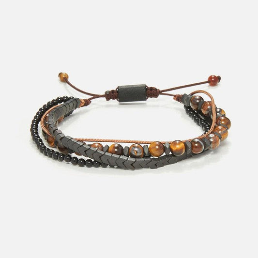 Chrysostomos Handmade Multi-Line Bracelet with Tigerâ€™s Eye