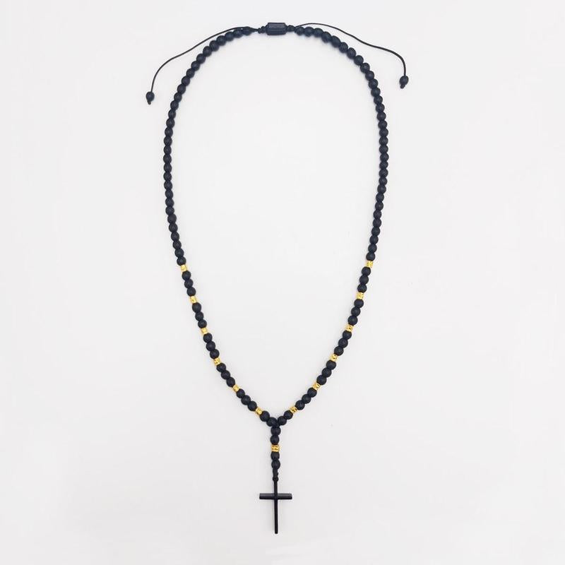 Chrysostomos Handmade Rosary Necklace Men Onyx