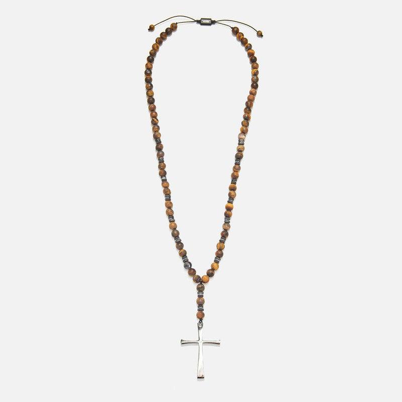 Chrysostomos Handmade Rosary Necklace with Tigerâ€™s Eye