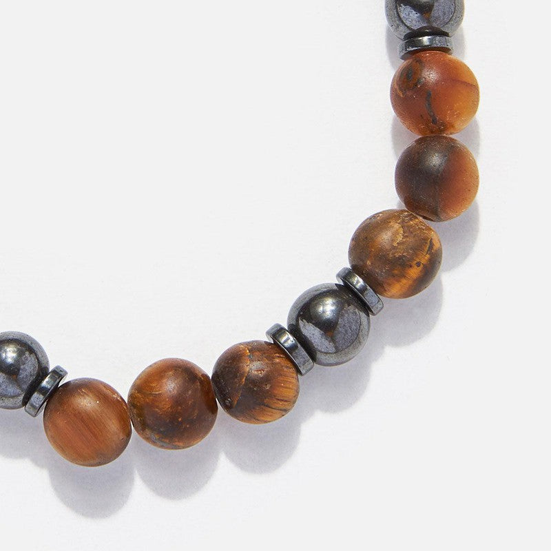 Chrysostomos Kids Bracelet Handmade with Natural Matte Tiger's Eye Mineral Stones