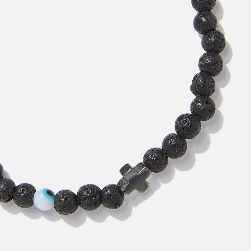 Chrysostomos Kids Handmade Bracelet with Black Lava & Hematite