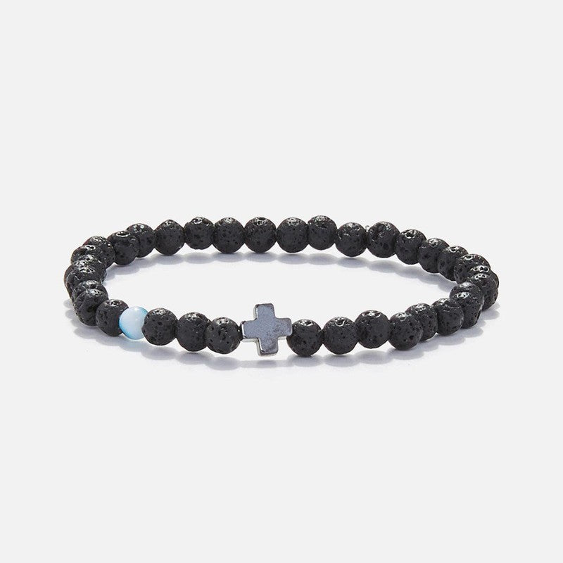 Chrysostomos Kids Handmade Bracelet with Black Lava & Hematite