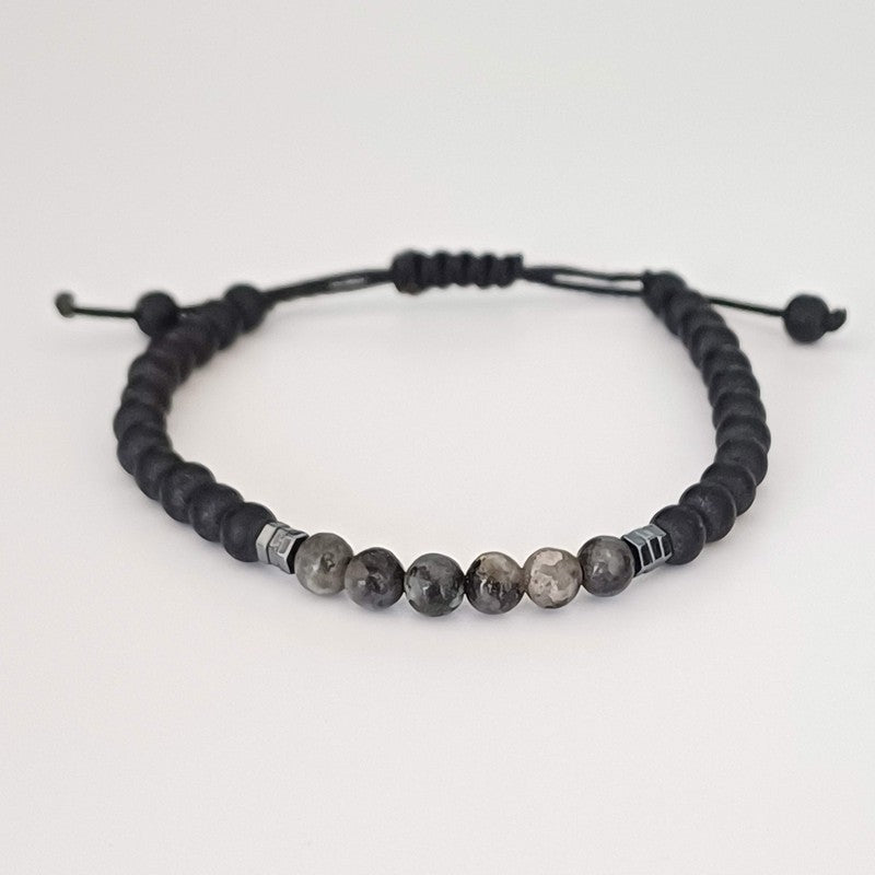 Chrysostomos Kids Handmade Bracelet with Grey Agate & Hematite Grommet