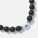 Chrysostomos Kids Handmade Bracelet with Onyx Stones & Flat Hematite