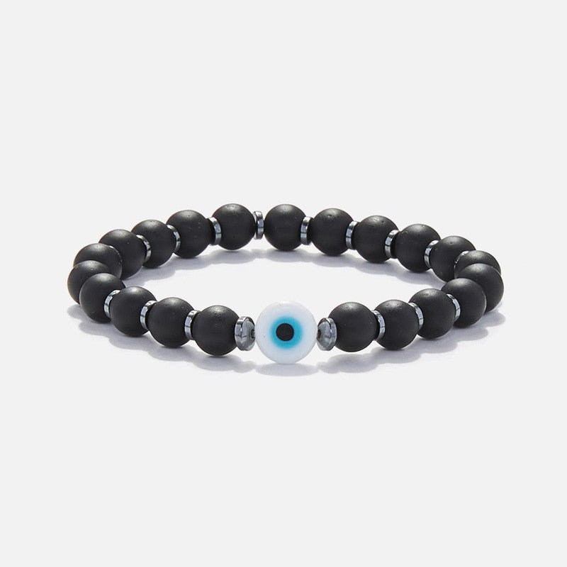 Chrysostomos Kids Handmade Bracelet with Onyx Stones & Flat Hematite