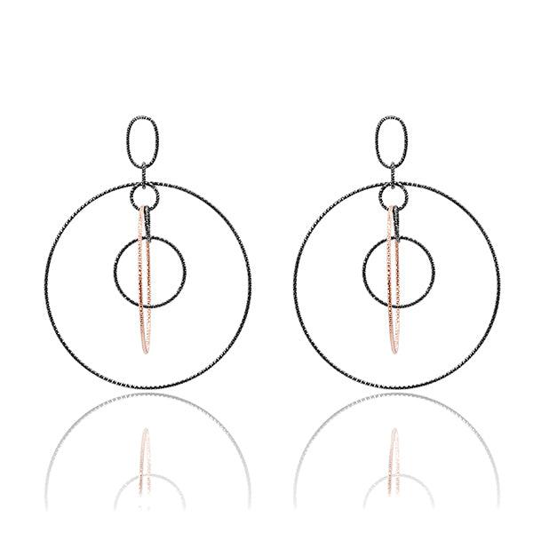 CiCi Collection Cirque Earrings Black Rhodium & Rose-Gold