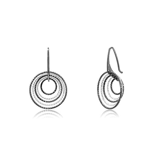 CiCi Collection Pauline Earrings Black Rhodium & Silver