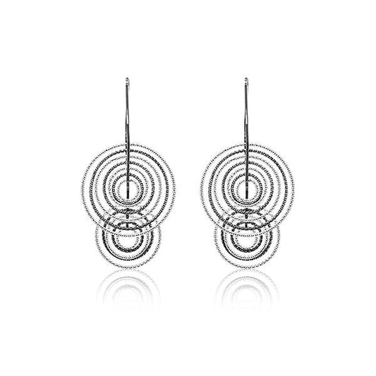 CiCi Collection Penny Farthing Earrings Black & White Rhodium