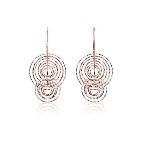 CiCi Collection Penny Farthing Earrings White Rhodium & Rose-Gold