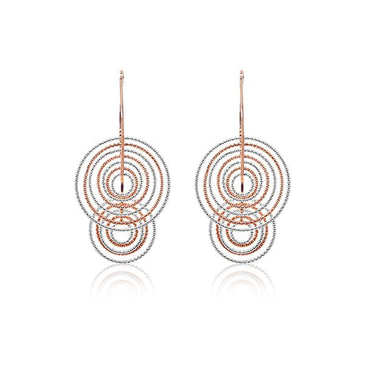 CiCi Collection Penny Farthing Earrings White Rhodium & Rose-Gold