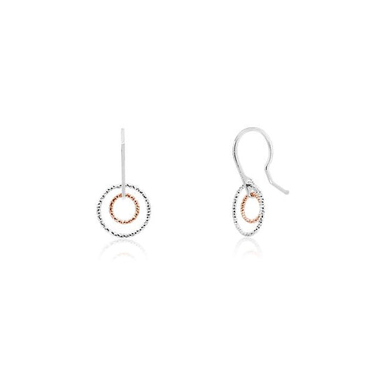 CiCi Collection Piccolo Classico Short Pin Earrings White Rhodium & Rose-Gold