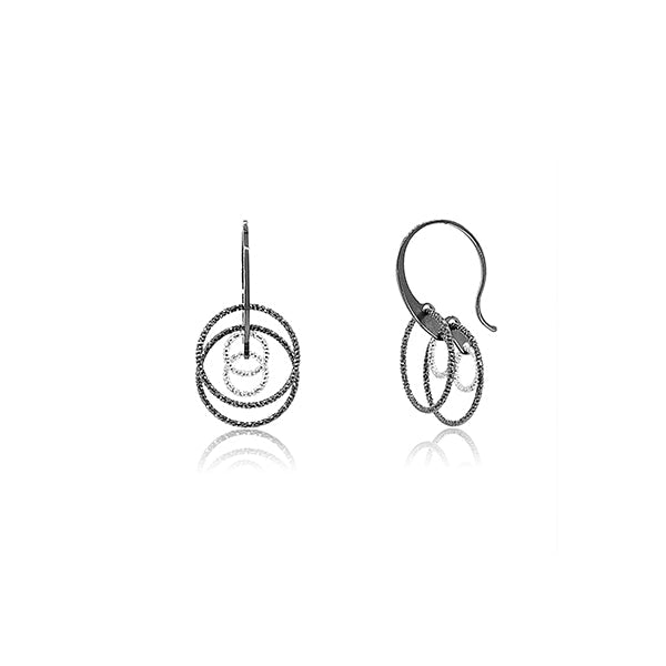 CiCi Collection Watchworks Earrings Black & White Rhodium