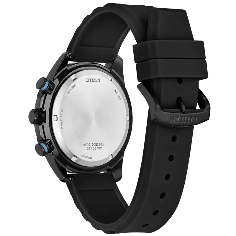 Citizen Brycen Men's Eco-Drive Chronograph Black Silicone Strap Watch