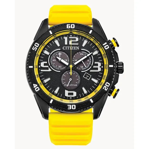 Citizen Brycen Men's Eco-Drive Chronograph Yellow Silicone Strap Watch