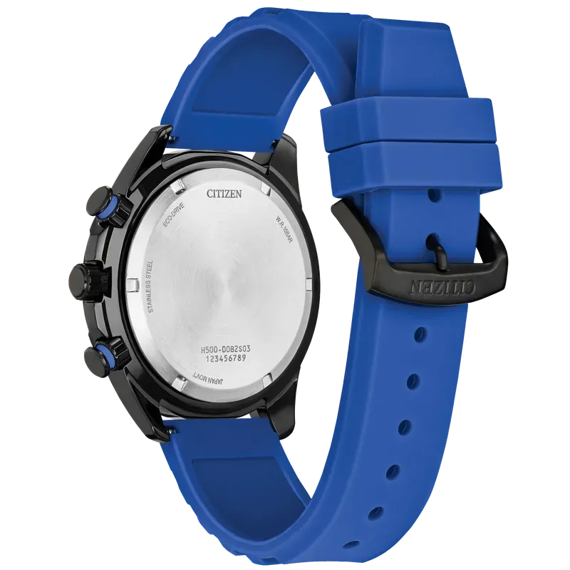 Citizen Brycen Men's Eco-Drive Sport Chronograph Black Dial Blue Silicone Watch