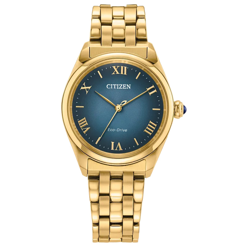 Citizen Classic Blue Dial Gold-Tone Stainless Steel Eco-Drive Women's Watch