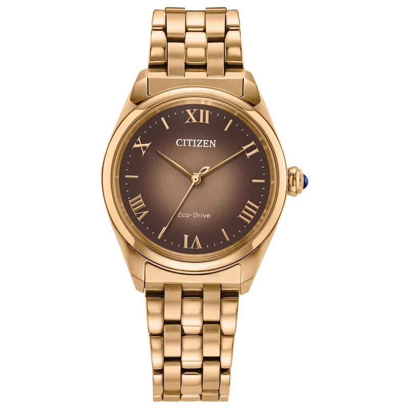 Citizen Classic Rose-Gold Tone Eco-Drive Women's Brown Dial Watch