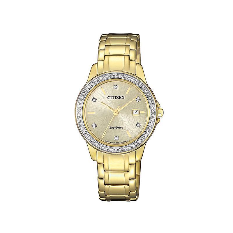 Citizen Eco-Drive Swarovski Gold Lds Watch