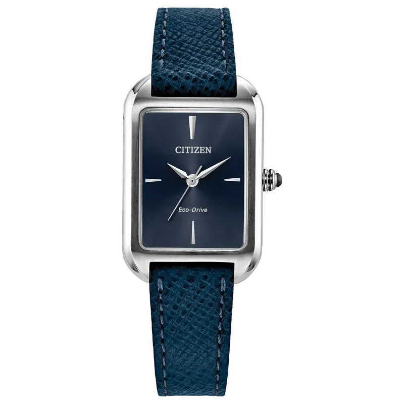 Citizen Eco-Drive Women's Classic Blue Dial Leather Strap Watch