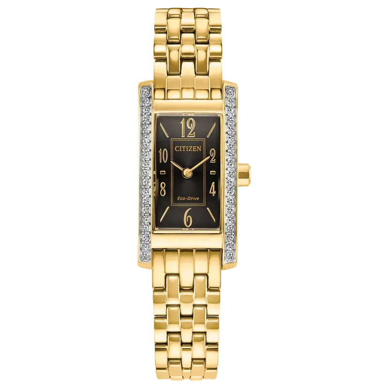 Citizen Gold-Tone Stainless Steel Women's Black Dial Watch