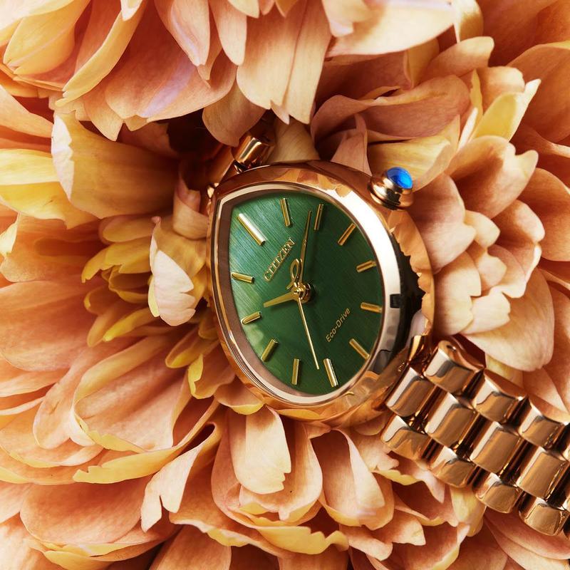 Citizen L Rainell Eco-Drive Watch Rose-Gold Stainless Steel Green Dial