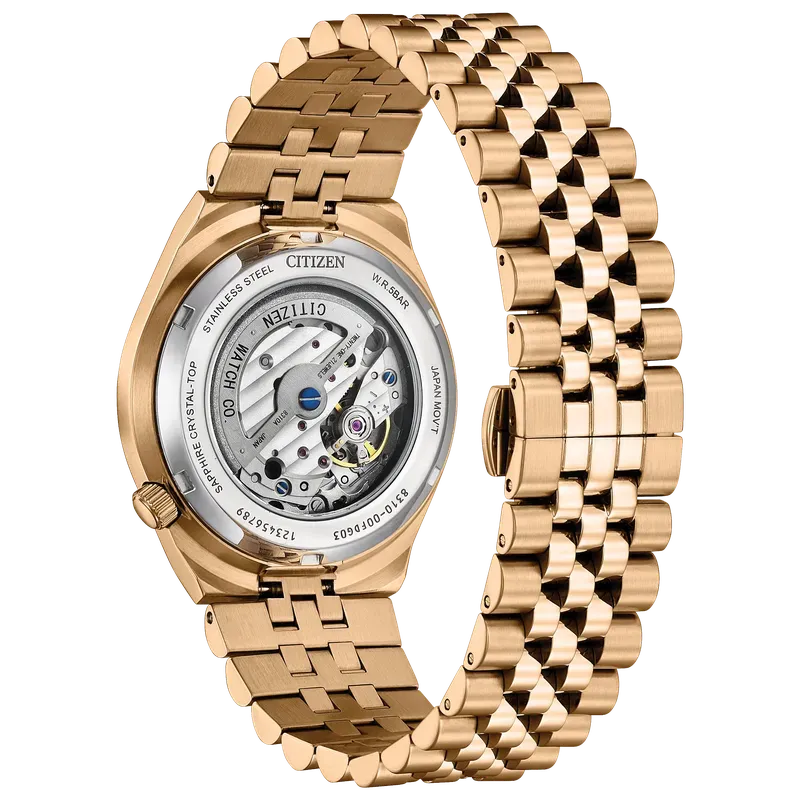 Citizen TSUYOSA 60 Automatic Rose Gold-Tone Blue Dial Stainless Steel Watch